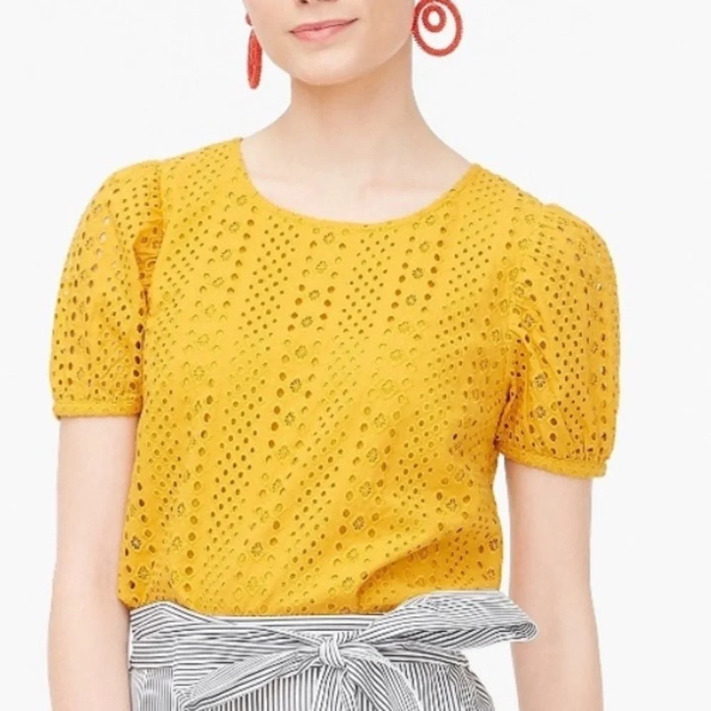 J. Crew Eyelet Puff Sleeve Blouse